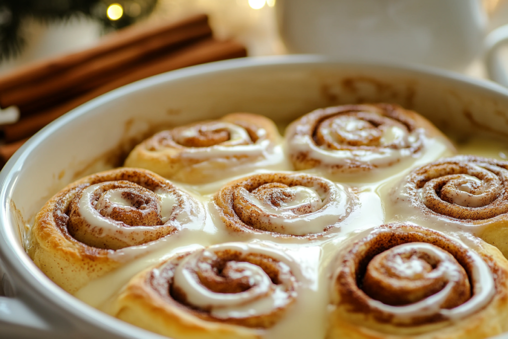 Why pour heavy cream over cinnamon rolls?